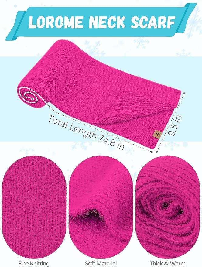Winter Beanie Hat Scarf Gloves, Warm Fleece Knit Hat Long Scarf Neck Warmer Touch Screen Winter Gloves Set Gifts for Women