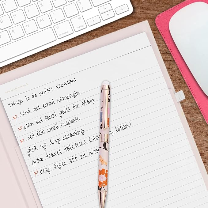 Kate Spade New York A4 Clipboard Folio with Low Profile Clip, Professional Padfolio Includes Lined Notepad, Pen Loop, and Pocket, Gold Dot with Script