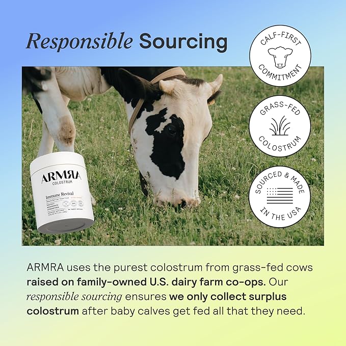 ARMRA Colostrum™ Powder | Unflavored | Gut Health & Bloating | Skin & Hair | Immunity | Keto, Gluten & Fat-Free | 30 Servings