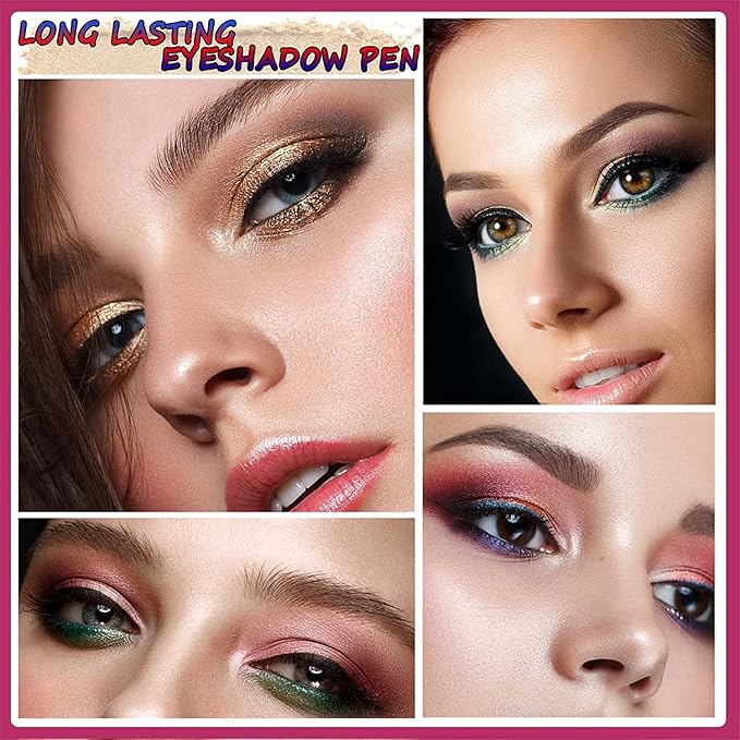 Blue Eyeshadow Makeup, Waterproof Hypoallergenic Long Lasting Eye Liner, Highlighter Matte Cream Eye Shadow Stick, Glitter Primer Palette Shimmer Eyeliner Pen