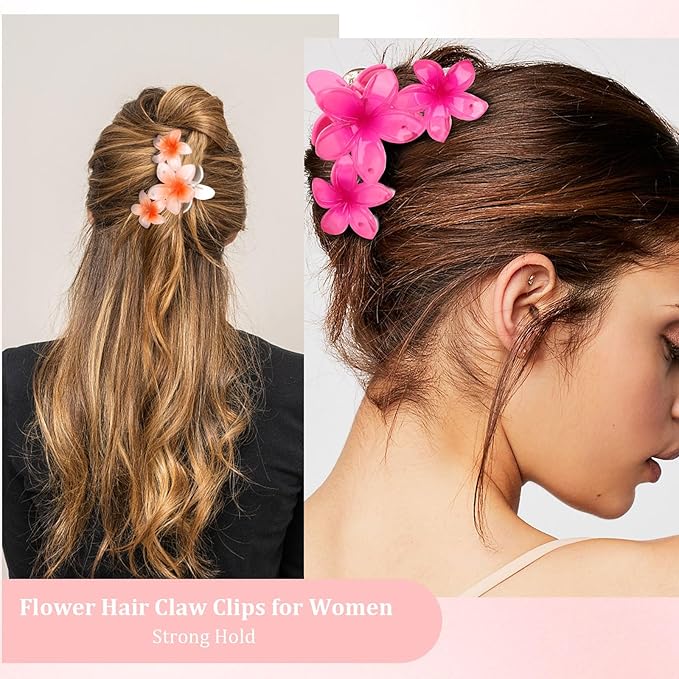 Ondder 4 Pcs Hair Clip, Flower Hair Clips for Women, 4.5 Inch Large Claw Clips, Non Slip Strong Hold Hair Clips for Thick Hair, Hair Accessories for Women Girls