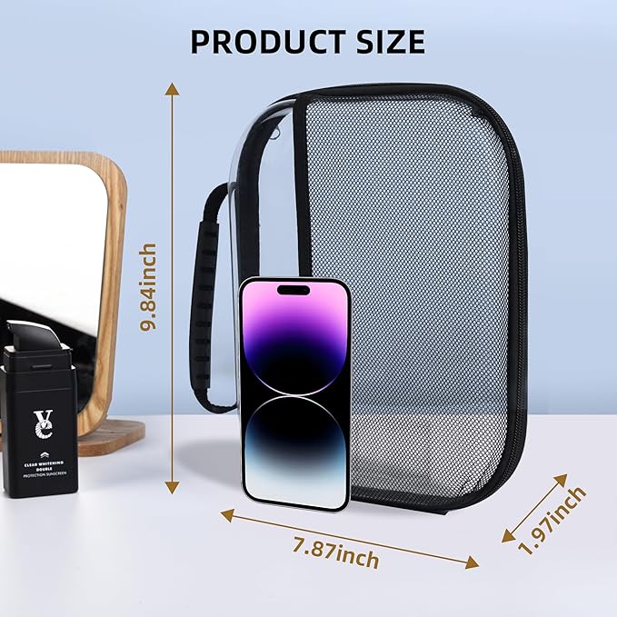 3 Pack Clear Hard Shell Zipper Case, Clear Makeup Bags with Handle, Hard Shell Travel Case, Waterproof Diaper Bag Organizing Pouches, Toiletry Bag for Travel, Hard Shell Zipper Case for Snacks