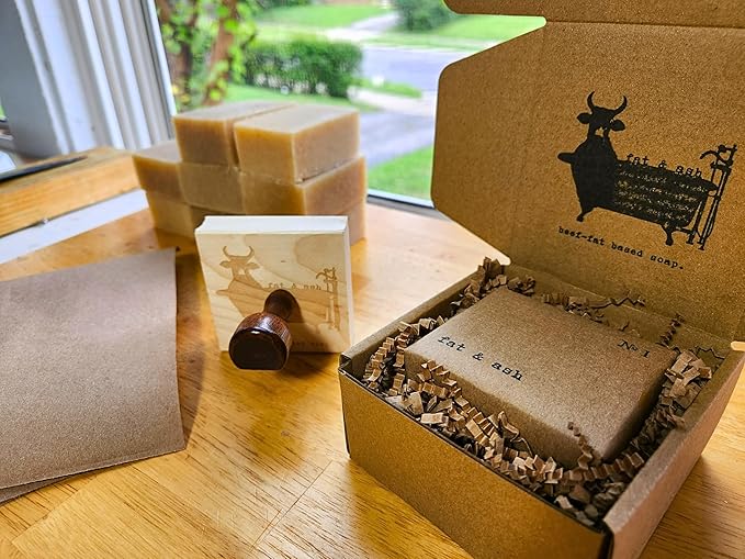 fat & ash Beef Tallow Soap Bar (2 Pack) - VERY SIMPLE INGREDIENTS - Organic and Moisturizing - Handmade in USA - Family Recipe - Long-Lasting, All-Natural, For Dry Skin