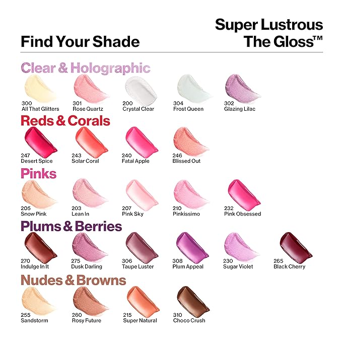 Revlon Super Lustrous Lip Gloss, Non-Sticky, Hydrating, High Shine Finish, 215 Super Natural, 0.13 oz