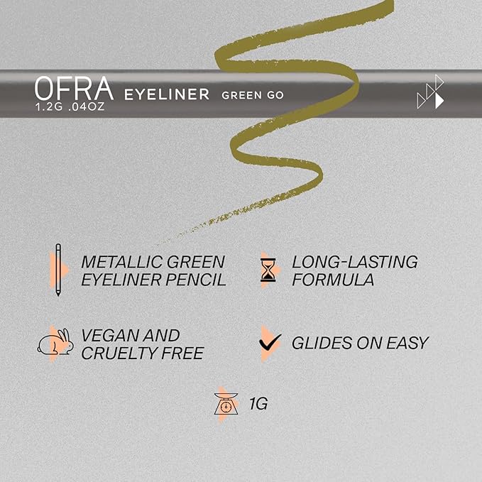 Ofra Eyeliner Pencil - Green Go | Precision Green for Bold, Long-Lasting Looks | Waterproof and Smudge-Proof Formula | Easy Glide Application for Intense Definition and All-Day Wear
