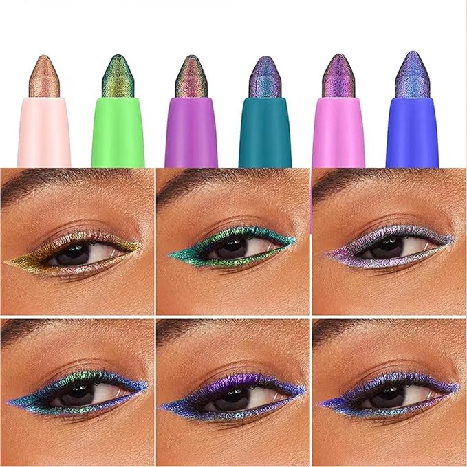 Purple Eyeliner Chameleon Eyeshadow Stick Eye liner Glitter Eyeliner Pen Colorful Cream Shimmer Eye shadow Waterproof Long Lasting Halloween Eye liner Pencil Party Stage Use # 05