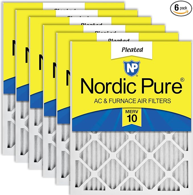 Nordic Pure 12x20x1 Pleated MERV 10 Air Filters 6 Pack by NordicPure