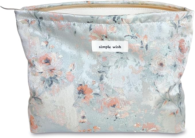 STARDW Aesthetic Floral Makeup Bag Cute Small Cosmetic Bags for Women Girls, Travel Toiletry Bag Large Capacity Zipper Makeup Pouch, Purse Organizer Pouches (Aesthetic Roses)