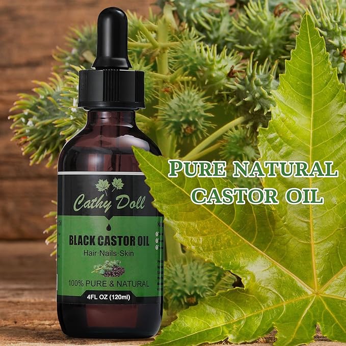 Jamaican Black Castor Oil Organic Cold Pressed Castor Oil For Hair 100% Pure Natural Castor Oil For Eyelashes Eyebrows (4 oz)