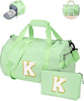 Gifts for Teenager, Girls Travel Duffle Bag, Kids Initial Overnight Bags with Shoe Compartment, Personalized Weekend Bag with Makeup Pouch, Gift for Gymnastics Girl (Letter K)