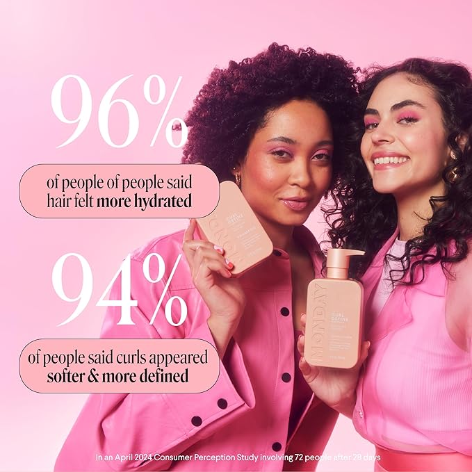 MONDAY HAIRCARE Curl Define Shampoo + Conditioner Set (2 Count) 12 oz Each Nourishes Curls, Tames Frizz, Coconut Oil and Shea Butter Enhance Shine, 100% Recyclable Bottle