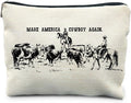 Western Makeup Bag, Western Gifts for Women, Cowgirl Gifts, Country Girl Gifts, Make America Cowboy Again Vintage Cosmetic Bags Toiletry Bag for Women