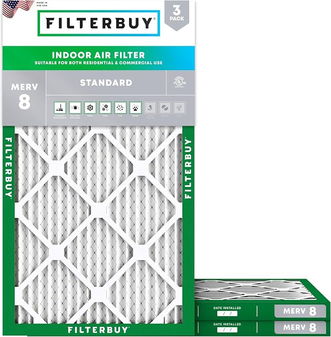 Filterbuy 14x25x1 Air Filter MERV 8 Essential Dust & Allergy Defense, by Filterbuy