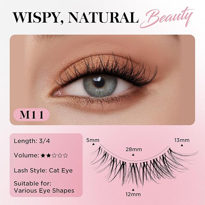 Bepholan False Eyelashes Natural Look Fake Eyelashes 3D Super Fluffy Eye Lashes Wispy Soft Band Easy to Apply 3 Pair Faux Mink Strip Lashes(M11)