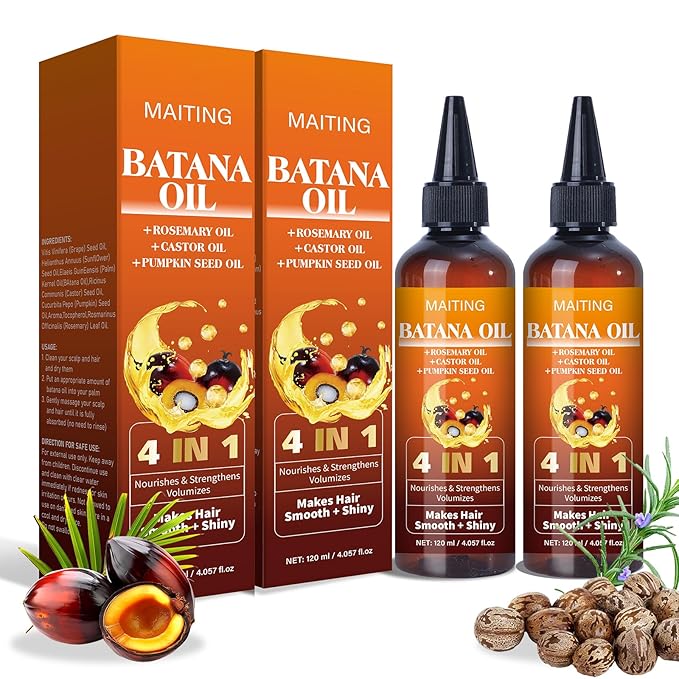 Batana Oil for Hair Growth, 4-In-1 Batana Oil,Pumpkin Seed,Rosemary, and Castor,Nourishes hair for Men Women 2pcs