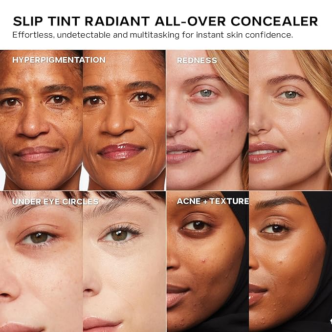 Saie Slip Tint Radiant Cream Concealer & All-Over Face Makeup - Concealer for Dark Circles, Redness & Blemishes - Lightweight Makeup Made with Hydrating Hyaluronic Acid - Shade 23 (0.17 oz)