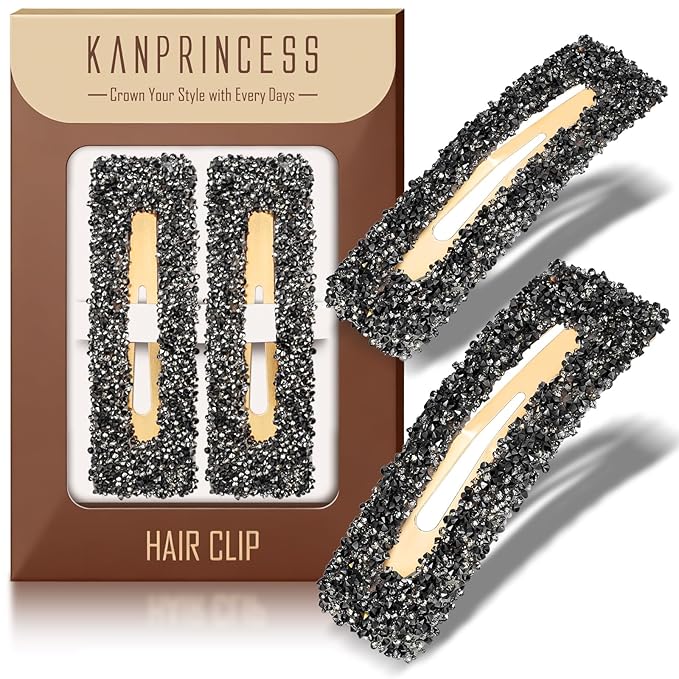 Rhinestone and Crystal Hair Clips 2-Pack, Sparkly Barrettes & Elegant Bling Accessories for Women & Girls(Set12)