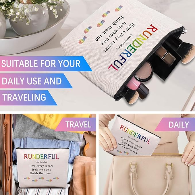 Running Gifts for Women Makeup Bag, Runner Gifts, Gifts for Runners Women, Marathon Runner Female Gifts, Running Accessories for Women, Runderful Definition Makeup Cosmetic Bag