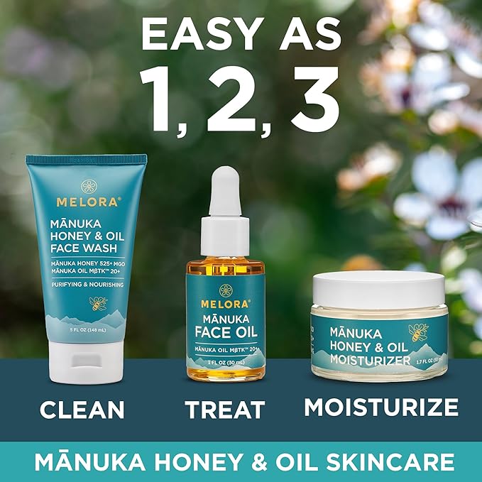 MELORA Manuka Face Oil (1 Oz) - Manuka Skin Care Facial Oil Serum for Dry or Sensitive Skin – Anti-Aging Oil for Face for Women & Men
