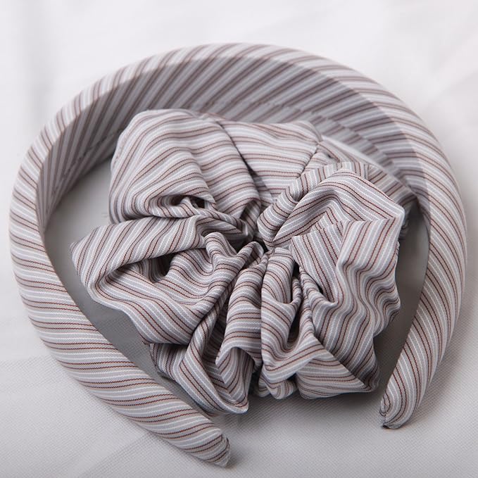 Headband and Scrunchie Set for Women 2Pack Hair Ties for Girls Elastics Bands Ponytail Holder Hair Accessories Grey Stripe