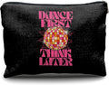 Nogrit Dancer Makeup Bag,Dance First Think Later Trendy Hot Pink Disco Ball Inspirational Makeup Travel Toiletry Bag,Dancing Gifts for Women,Gifts for Dance Lovers
