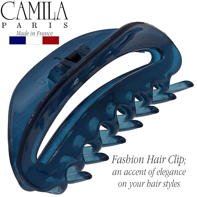 Camila Paris CP3125 French Hair Clip for Women, Blue, Girls Hair Claw Clip Jaw Fashion Durable and Styling Hair Accessories for Women, Luxury Ladies Strong Hold No Slip Grip Clamp, Made in France