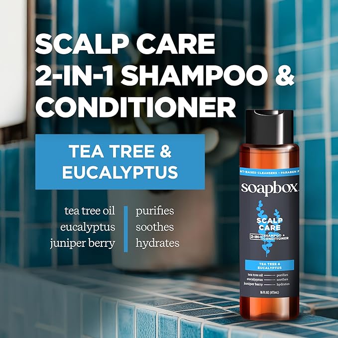 Soapbox Men's Shampoo and Conditioner Variety Duo, One Thick and Full & One Scalp Care, 2 in 1 For Men, Mens Shampoo & Conditioner, 16oz