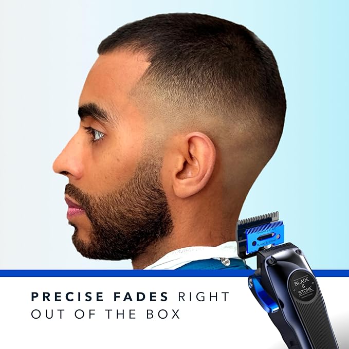 Blade & Stone™ Professional Barber Hair Clippers for Men PC801 Clipper | Diamond-S™ Blade | Micro-Gap Tech | Professional 7200 RPM Digital Motor, All-Metal, Cordless Clippers - Dark Night