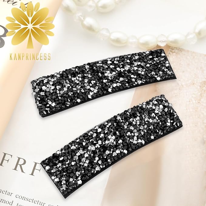 Rhinestone and Crystal Hair Clips 2-Pack, Sparkly Barrettes & Elegant Bling Accessories for Women & Girls(Set15)