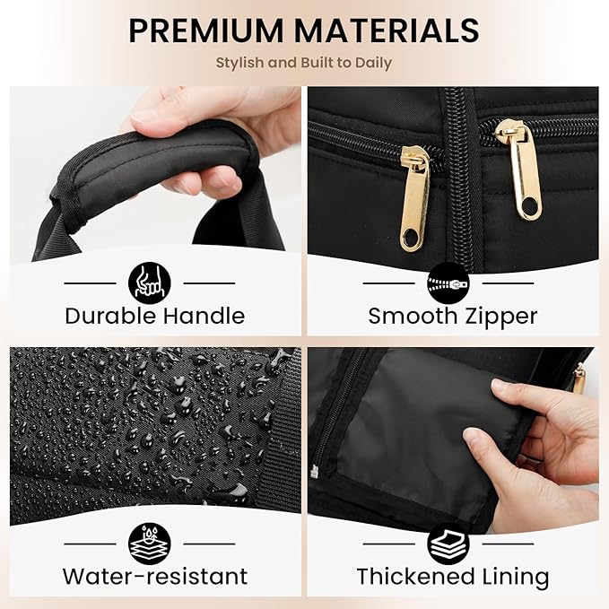 Wig Storage Bag Holds 3 Wigs Hair Tools Travel Bag Full-Open Breathable Organizer Case for Clips, Hair Dryer, Flat Curling Iron Brushes,Cosmetic Toiletry Tote Christmas Gift for Women Stylist