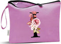 Vavabox A-Z Personalized Makeup Bag, Birthday Gifts for Women Mom, Gifts for Best Friend, Bride Bridesmaid Cosmetic bag (I, Purple)