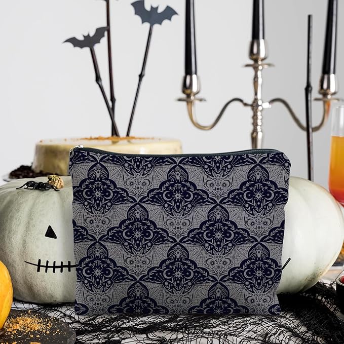 Gothic Makeup Bag - Halloween Bat Spider Witchy Gifts for Women - Goth Witch Stuff
