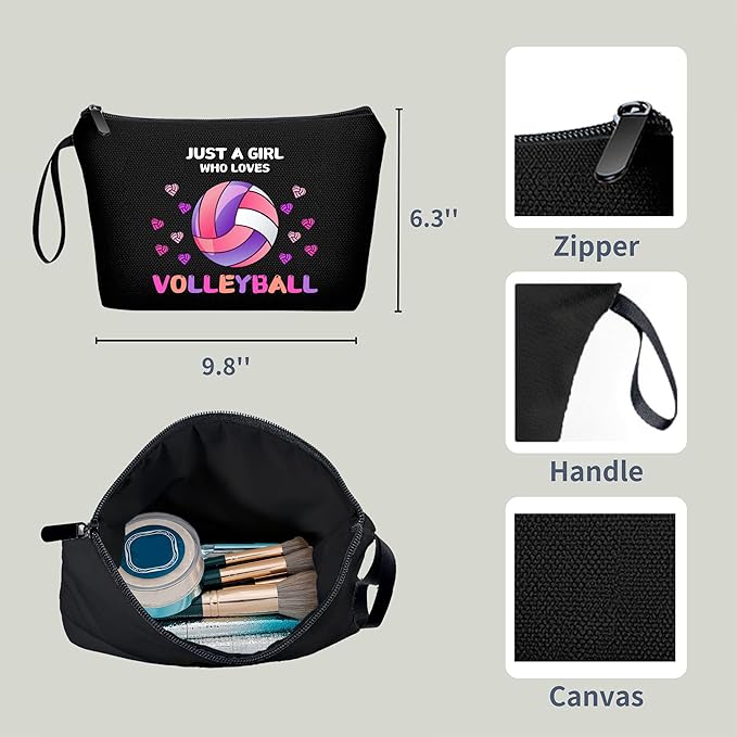 Volleyball Gifts for Teen Girls,Volleyball Gifts for Team,Volleyball Makeup Bag,Volleyball Stuff,Small Cosmetic Bag,Birthday Gifts for Friends Female,Travel Cosmetic Bags for Women,Volleyball Gifts