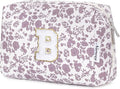 Narwey Birthday Gifts for Teen Girls Kids Women Personalized Initial Floral Makeup Bag Cute Cosmetic Trendy Stuff 6 8 10 11 12 13 14 16 18 Years Old Travel Toiletry Bag (Little Dusty Pink Flower B)
