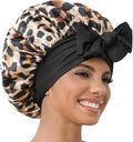 GDTOGRT Satin Silk Bonnet for Sleeping Women - Double Layer Sleep Hair Bonnets Caps for Curly Braid Hair with Tie Band