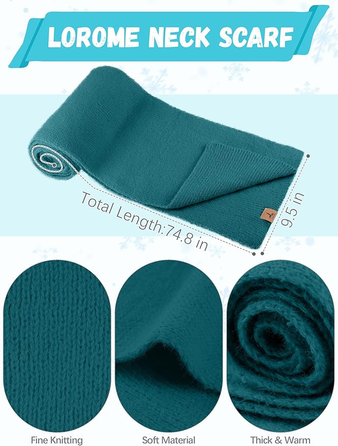 Winter Beanie Hat Scarf Gloves, Warm Fleece Knit Hat Long Scarf Neck Warmer Touch Screen Winter Gloves Set Gifts for Women