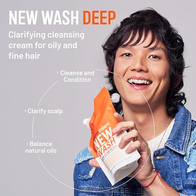 Hairstory New Wash Deep Clean Refill, Clarifying Cleansing Cream for Oily & Fine Hair, Detergent Free Shampoo & Conditioner Alternative, 20oz