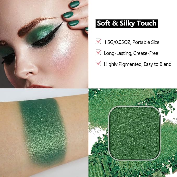 3-Color Eyeshadow Combo Pack – Christmas Red Green Glimmer Bright Yellow, Matte & Shimmer Neutral Shades,Powder, Highly Pigmented, Refills Pans for Custom Magnetic Palette