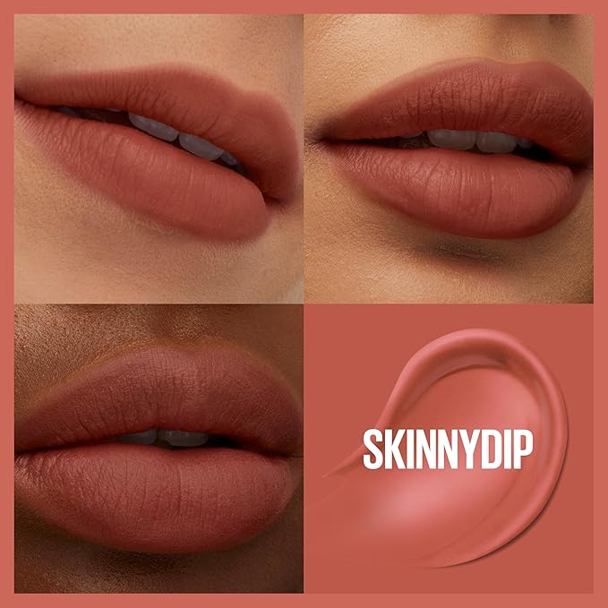 MAYBELLINE Super Stay Teddy Lip Tint, Long Lasting Matte Lipstick For Up To 12HR Wear, Skinnydip, 1 Count