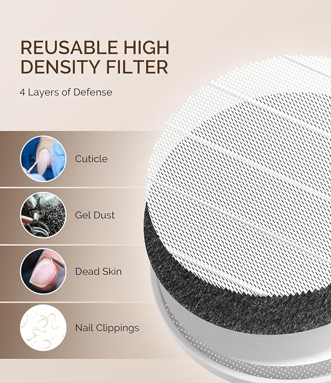 MelodySusie Cordless Nail Dust Collector,SProR 3500RPM Rechargeable Button Control Vacuum Fan Dust Extractor with Reusable Filter for Mobile Nail Tech, Salon & Home