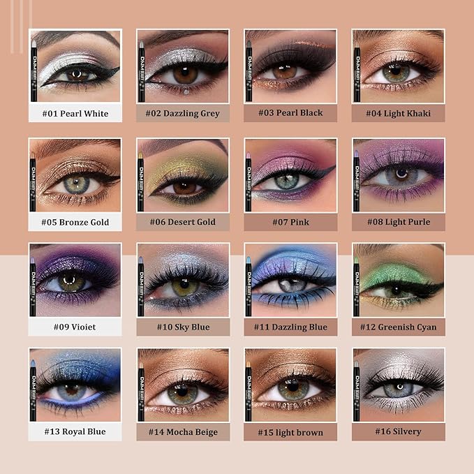 Colorful Shimmery Eye Shadow Stick Glittering Eye Shadow Sticks Set with Retractable and Waterproof Eyeshadow Pencil for Long-Lasting Makeup Eyeshadow (16 Pcs)