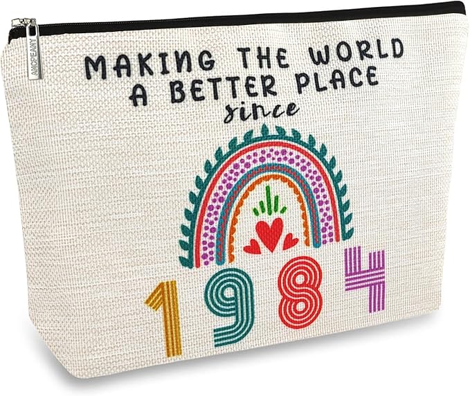 41st Birthday Gifts for Women, Her, 41st Birthday Decorations Makeup Bags, 1984 Anniversary 41 Year Old Gift Ideas for Mom, Wife, Sister, Best Friends, Mothers Day, Christmas Small Cosmetic Travel Bag