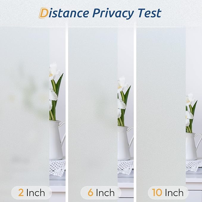 rabbitgoo Window Privacy Film, Frosted Glass Window Clings, Static Cling UV Heat Blocking Door Stickers for Home Bathroom, Removable Indoor Decal Coverings Day and Night, Pure, 23.6 x 118.1 Inches