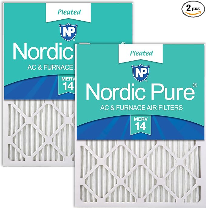 Nordic Pure 20x30x1 Pleated MERV 14 Air Filters 2 Pack by NordicPure