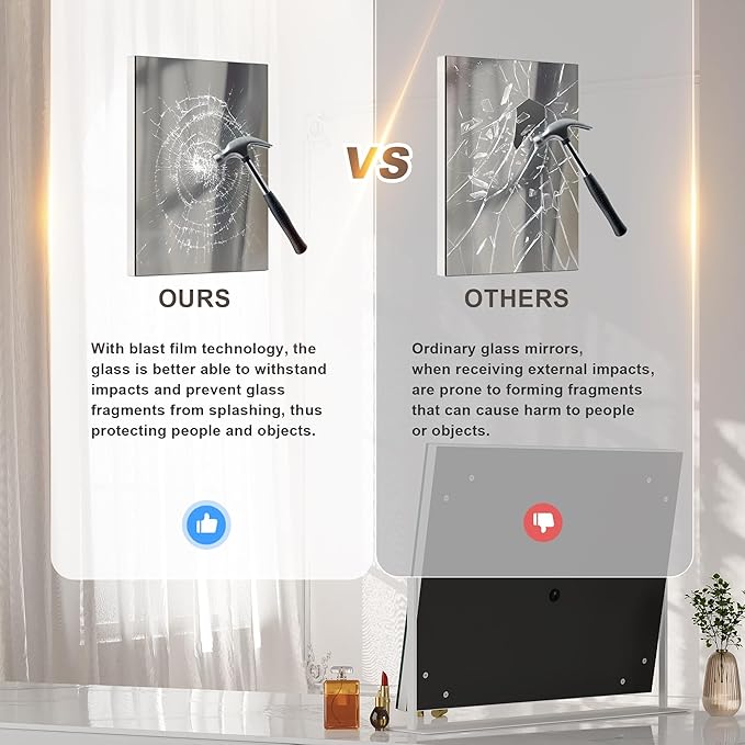 Hasipu Vanity Mirror with Lights, 13.8" x 10.6" LED Makeup Mirror, Light up Mirror with 10X Magnification, Smart Touch 3 Colors Dimmable, 360° Rotation (White)