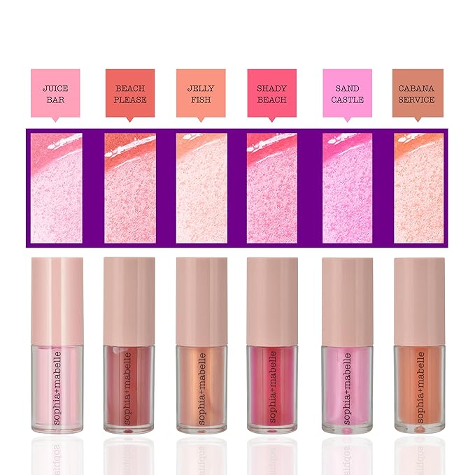 Sophia + Mabelle Hydrating Lip Oil – Lightweight, Non-Sticky & High-Shine Lip Gloss Oil – Moisturizing, Nourishing, Soothing Tinted Formula for Soft Lips – 3.7g (Jellyfish(Golden Champagne), 3.7g)