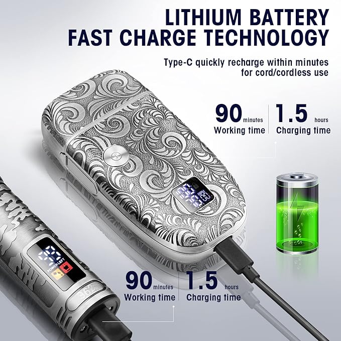 Foil Shavers for Men Electric Razor, Clippers and Trimmer for Men with LED Display, Waterproof