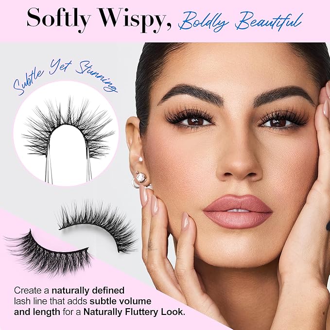 Lashes Natural Look False Eyelashes - Bepholan Fake Eyelashes 3D Super Fluffy False Lashes Clear Band Wispy Lashes 3-Pack Faux Mink Lashes(XMZ24)