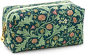 Floral Cotton Makeup Brush Cosmetic Bag for Women & Men, Travel Quilted Zipper Pouch, Large Capacity Flowers Toiletry Organizer, Kawaii Makeup Storage Case, Cosmetic Travel Cloth Bag-Garden Green