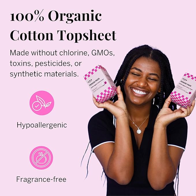 Pixie Organic Cotton Overnight Pads for Women - Extra Heavy Absorbency with Wings - Leak-Proof, Hypoallergenic & Unscented for Feminine Care - Compostable, Biodegradable - 36 Count